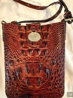 Brahmin Marley Pecan brownDark Melbourne Croc-Embossed Leather